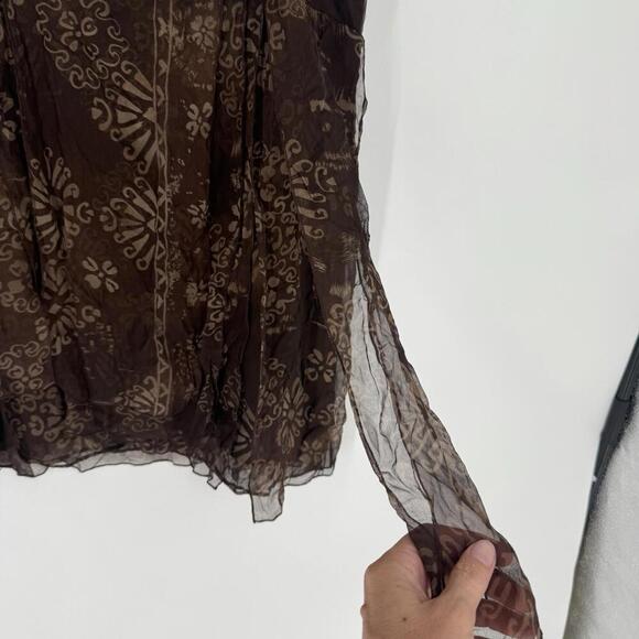 Vintage 90s y2k skirt brown mesh silk forest goblin grunge party fall festival - Picture 2 of 7